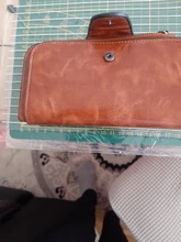 Billetera de cuero para mujer, monedero VINTAGE triple para teléfono móvil, monedero femenino