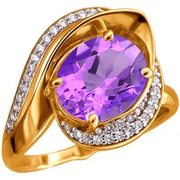 

Esthete ring with cubic zirconia and silver citrine with gilding