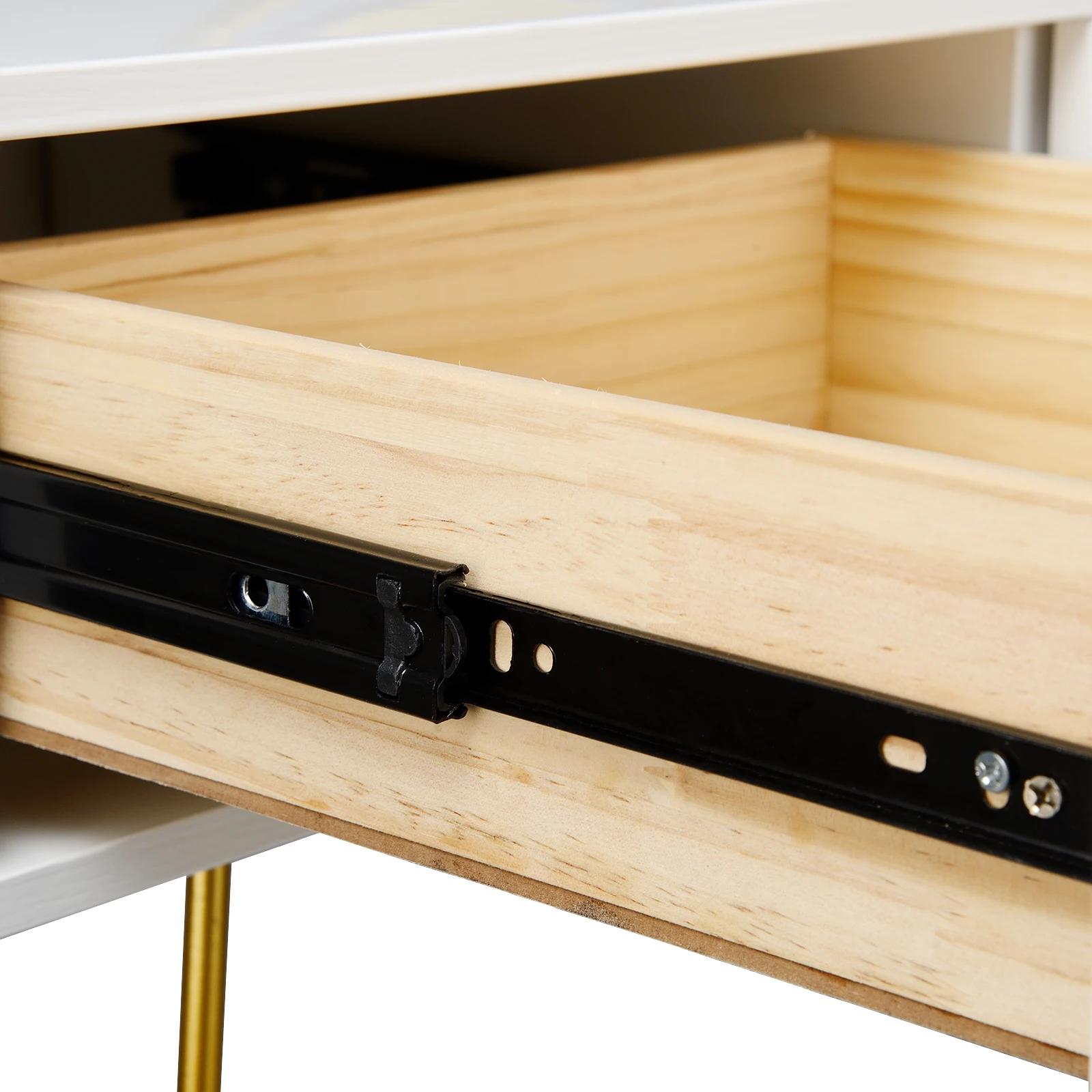 White Gold Dressing Table with 360 ° Swivel Mirror Velvet Stool Makeup Cosmetic Vanity Table with 3 Drawers 3D Effect Bedroom