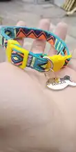 Collar de gato personalizado con campana, Collar de gatito personalizado, estilo bohemio, grabado gratis, placa de etiqueta de identificación de pez