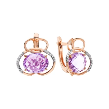 

Gold earrings with amethyst and cubic zirconia sunlight sample 585