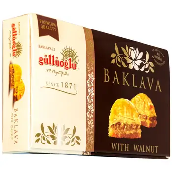 

Gulluoglu Premium Dry Baklava with Walnut, Freshly Produced and Long Lasting, Traditional Turkish Baklava 500 Gr (1.1lb) - 1 Pck