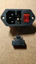 IEC320 C14 eléctrico CA zócalo 3 pin rojo LED 250V interruptor basculante 10A fusible mujer entrada macho conector de clavija 2 enchufe con pines de montaje