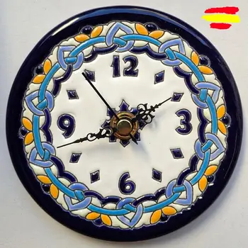 

11 cm/4,3 inch diameter ceramic watch-handmade enamelled-made in Spain-wall or soporte-ARTECER