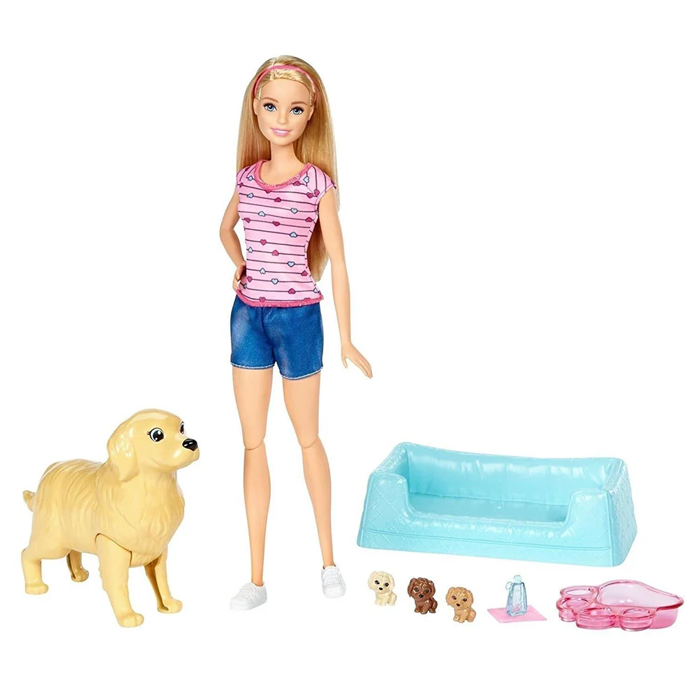 Кукла Barbie с новорожденными щенками
