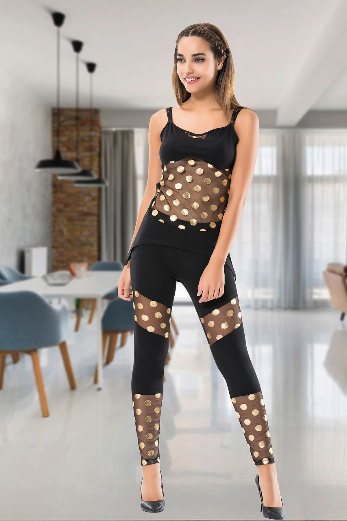 

Women's Transparent Detailed Tight Set - 1501