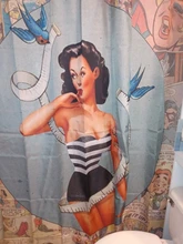 Shower Curtains American-Girl Polyester-Fabric Waterproof Woman 3D with 12-Hooks Washable