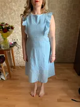 VITIANA-vestido Midi informal para mujer, vestido largo Midi liso en blanco y azul con encaje, sin mangas, elegante para fiesta de verano, 2018