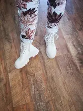 COOTELILI-Botines de punta redonda con cremallera y cordones para mujer, zapatos de moda, antideslizantes, con tacón de 5,5 cm, 2020