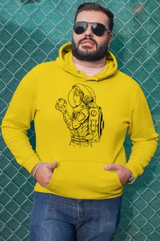 

Angemiel Wear Of Looking At The World Astronot Yellow Men 'S Hooded Sweatshirt