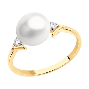 

Sokolov ring in Gold with pearls and cubic zirconia, fashion jewelry, gold, 585, women's male