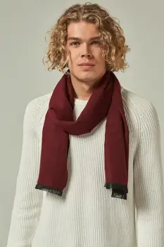 

12098 Double-Sided Black Burgundy Cashmere Scarf