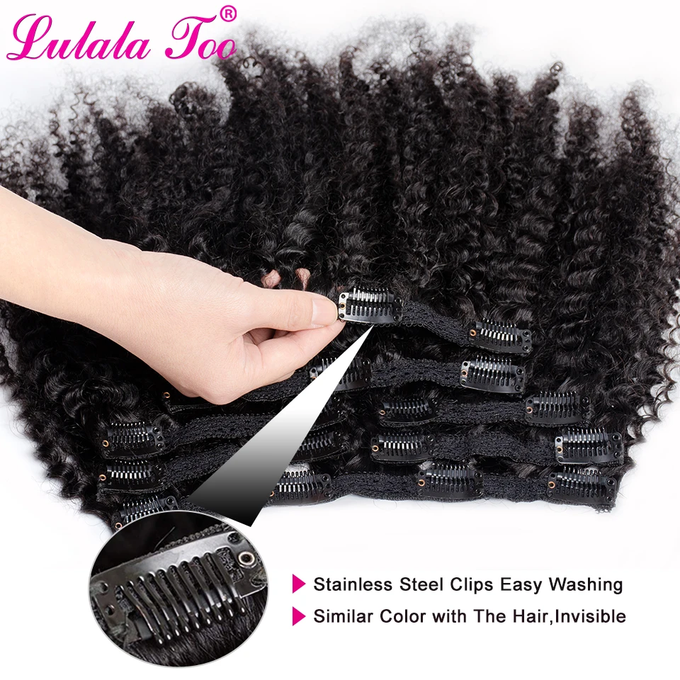 Najtaniej Afro perwersyjne kręcone klip w doczepy z ludzkich włosów 4B 4C brazylijski Remy włosy naturalny kolor 7 sztuk zestaw 120G dla głowy Lulalatoo