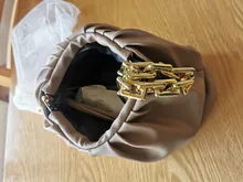 Bolso de mano de día para mujer, cadena dorada gruesa, pinza para masa, bolso de hombro, bolsa de hombro, Baguette plisado, 2021