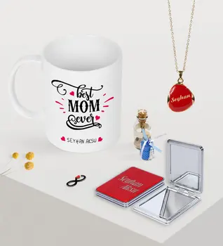 

Personalized Best Mother Mug Mirror and Enamel Necklace Set-4