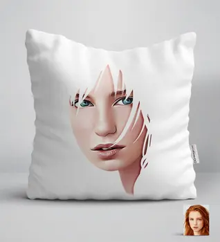 

Personalized Women 'S Artistic Illustration Portrait Design White Yastık-8