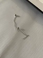 La Monada-pendientes de gota plateados con borla para mujer, joyería fina de Plata de Ley 925 para mujer, aretes colgantes coreanos, cadena