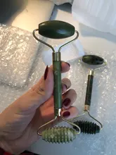 Rodillo masajeador Facial de Guasha Junta doble cabezas de remodelación de cara de elevación masajeador Natural Jade piedra cuello delgado herramienta de cuidado