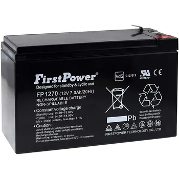 

FirstPower GEL Battery FP1270 VdS compatible with YUASA Model NP7-12L