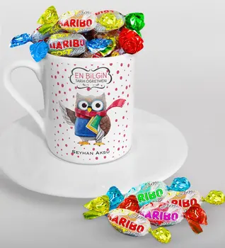 

Personalized History Teacher Turkish coffee Cup and Haribo Candy Gift Seti-3