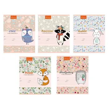 

School notebook (5 pcs) A5, 12L, cage FUNNY ANIMALS