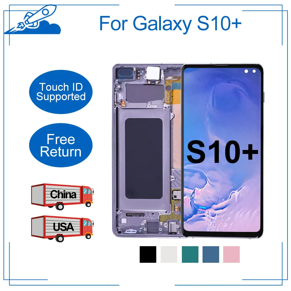 100% OEM динамический AMOLED дисплей для Samsung S10 Plus ЖК с сенсорным экраном дигитайзер в