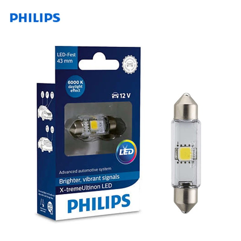 PHILIPS 129466000KX1 LED-FEST 43mm T10 5 12V SV8.5 6000K X-tremeVision LED внутренний Световой сигнал Лампа багажного отделения