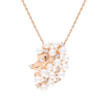 

Gold pendant with cubic zirconia and pearls cultured sunlight sample 585