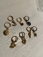 Jewelry Hoop-Earrings Rhinestone Evil Small Moon Mini Trendy Cute GEOMEE Endless Star