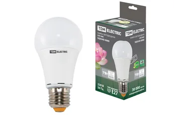 

LED lamp А60-7 Вт-220 В-3000 К-E27 TDM