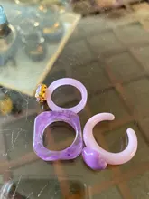 HUANZHI-Conjunto de anillos redondos de resina acrílica para mujer, colorido cuadrado geométrico, con diamantes de imitación, regalo de fiesta, 2021