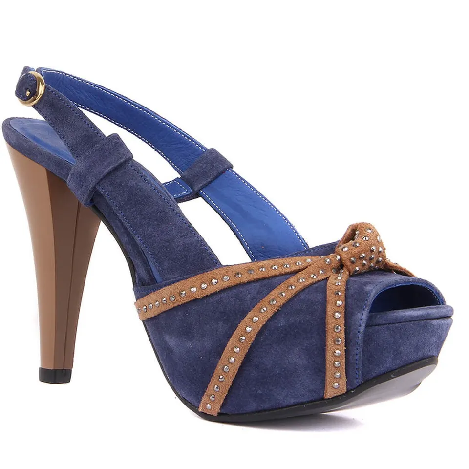 navy blue suede high heels
