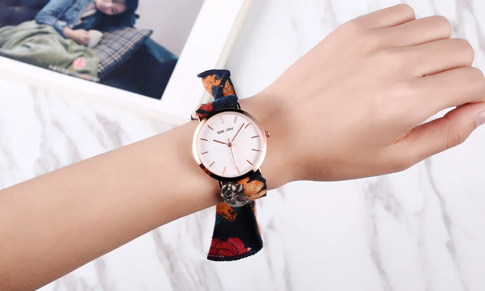 WJ-9018 Wal-Joy reloj часы в подарочной коробке набор тканевый ремешок богемные цветочные часы женские модные платья кварцевые наручные часы женские часы