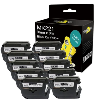 

Compatible MK221 MK 221 MK-221 brother label tapes 9mm black on white laminated strong adhesive for PT-80 PT-70 PT-90 PT-M95