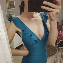 CUPSHE-bañador de una pieza con volantes para mujer, traje de baño Sexy con cordones, Monokini, trajes de baño de playa 2021