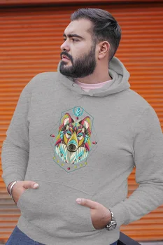 

Angemiel Wear Ethnic Wolf Gray Men 'S Hooded Sweatshirt