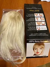 Peluca de cabello humano Remy brasileño con flequillo atado a mano, postizo con REAL BEAUTY en el templo