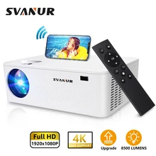 

SVANUR Support 4K Projector Full HD Beamer Native 1920x1080P 8500 Lumens Bluetooth 3D 5G Mirroring for Video Home Theater