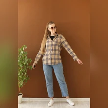 Plaid Shirt Tops Long-Sleeve Office Women Coat Loose Ladies Karsany And