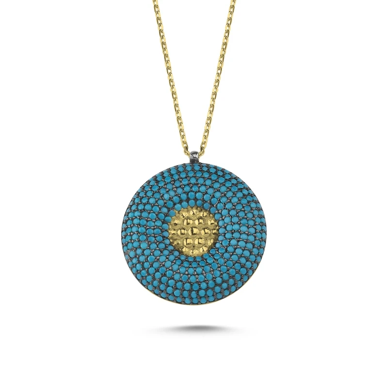 

Nano Turquoise Gemstone Round Ghost Pendant