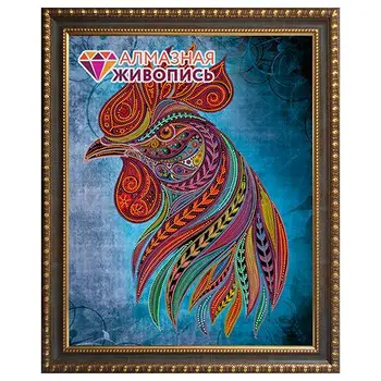 

Аж-3001 painting with rhinestones 'Rooster of the elements of the ogny' 40*50 cm