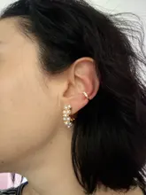 Circonio coreano oído brazalete Set pendientes para niñas 3-14k oro lindo cartílago Clip en pendientes No perforado mujeres Punk joyería