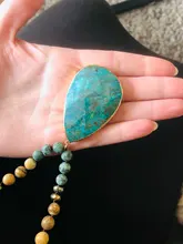 RH-Colgante precioso con piedras naturales para mujer, joyería Bohemia, collar, regalo