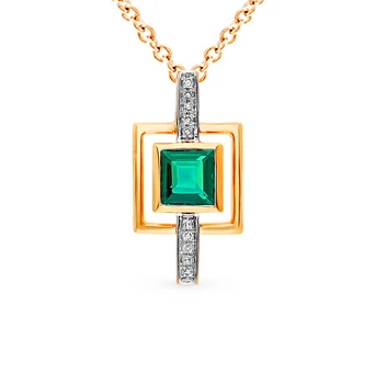

Gold pendant with emerald and diamonds sunlight sample 585
