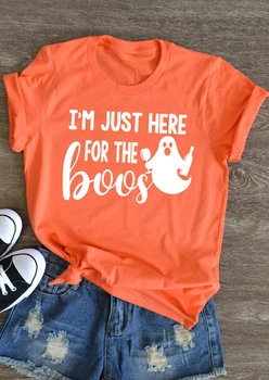 

Cute Halloween Print T Shirt Orange Short Sleeve Top Casual Women Tops Tee 2020 Festival Letter Print T-shirt Female camisetas