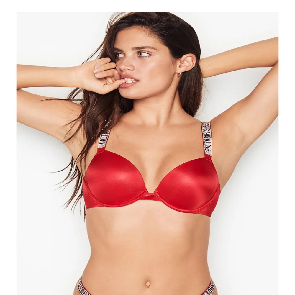 Victoria's Secret Women Sexy Rhinestones Comfortable Lingerie Femme Push Up Underclothes Bra And Panties 2 Piece Set Underwear