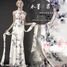 SP889 чистый шелк/серия цветов/шелковая ткань тутового шелка шелк 93%, спандекс 7% эластичный/ширина 1.29yd толщина 19 мм/единица: метр