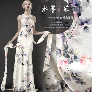

CNUM SP889 Pure Silk/ Flower Series /Silk Fabric 93% Silk 7% Spandex Elastic/ Width 1.29yd Thickness 19mm/ Unit: meter