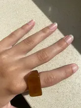 HUANZHI-Conjunto de anillos redondos de resina acrílica para mujer, colorido, Diamante de imitación cuadrado geométrico, regalo de viaje, 2021