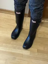 YEELOCA-Botas de lluvia impermeables para mujer, botas impermeables hasta la rodilla con hebilla de tubo largo, zapatos de goma de PVC